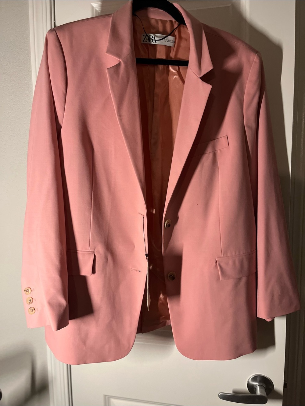 Zara Pink Single-Breasted Blazer